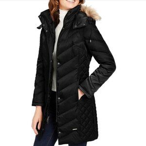 Kenneth Cole Faux-Fur-Trim Hooded Puffer Coat